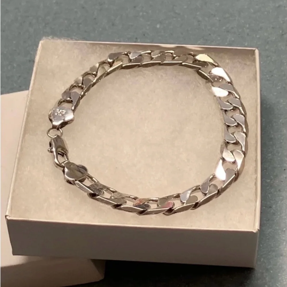Men's Silver 316L Solid Stainless Steel 8MM Cuban Curb Link Bracelet